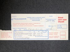 alter Boarding pass / Flugticket Iceland air 1977 Vintage Flug memorabilia