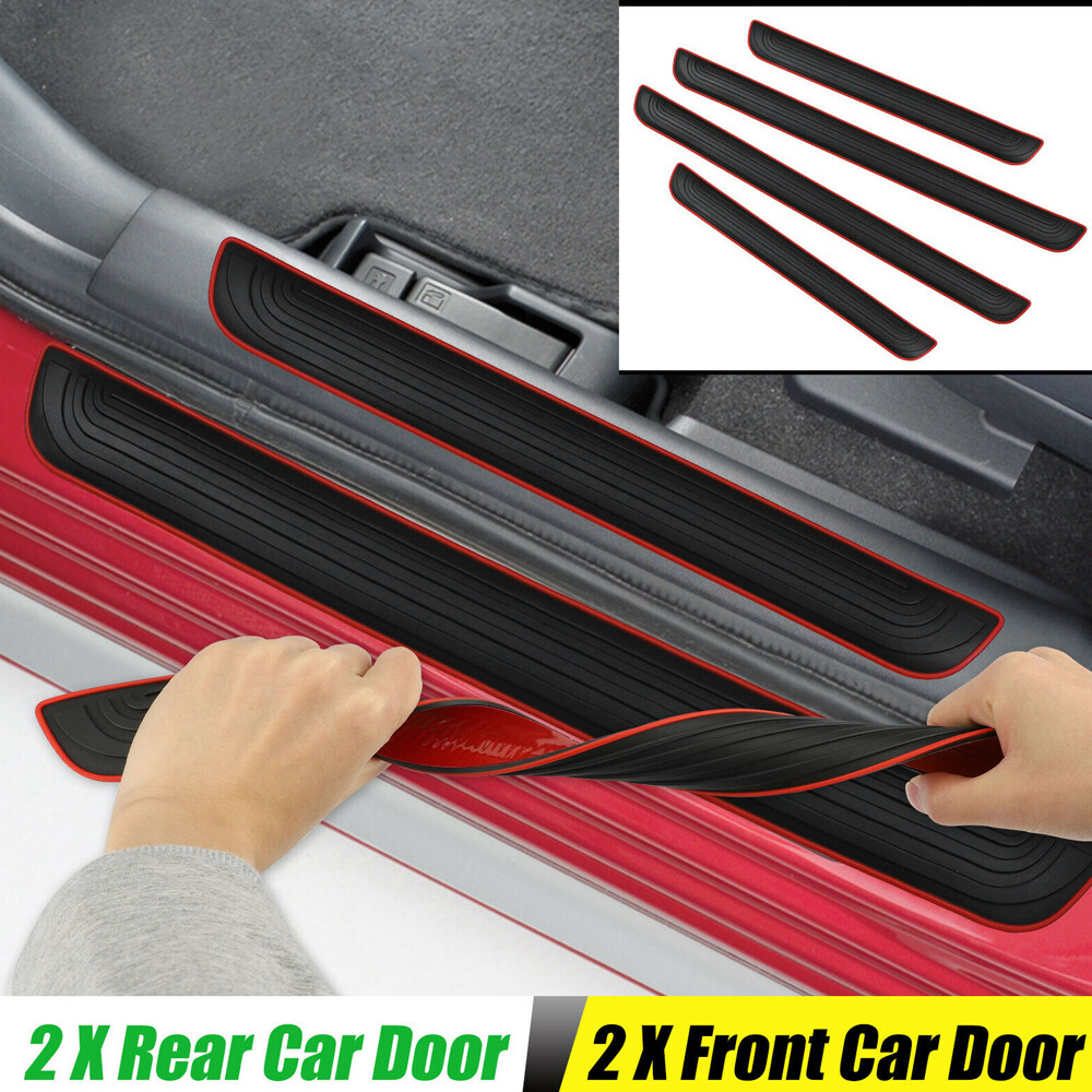 4pcs Car Door Sill Protector Rubber Step Cover Panel Interior Accessories