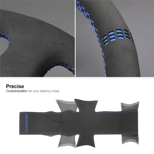 Black Suede Leather Steering Wheel Cover for Mitsubishi Lancer Evolution EVO VI - Picture 3 of 7