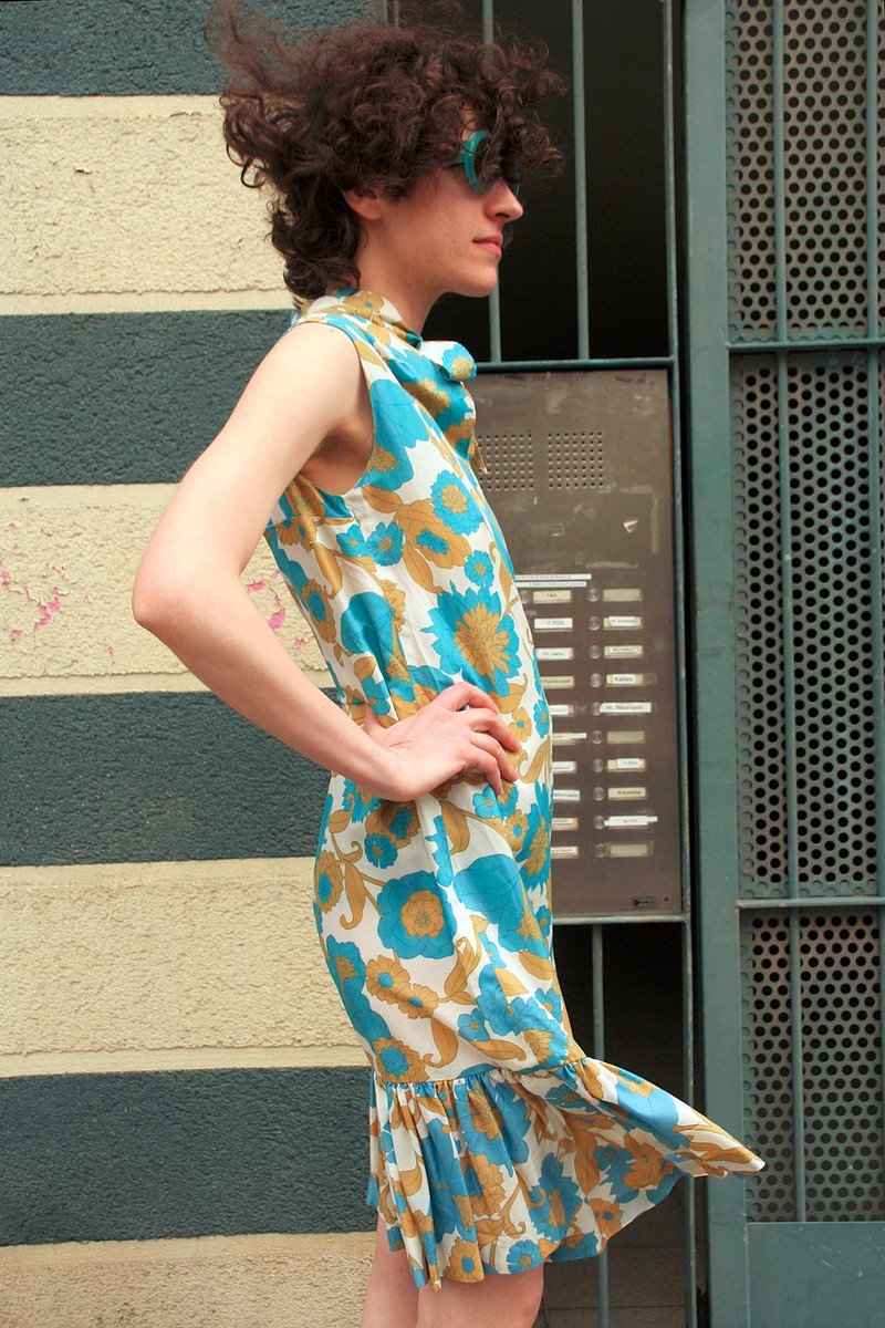 ワンピース jumelle vintage flower dress size:S XS 80s Floral Peplum Wiggle Dress – Flying Apple Vintage