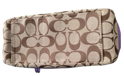 NWOT Coach Signature Striped Lavender and Khaki Mini-Satchel