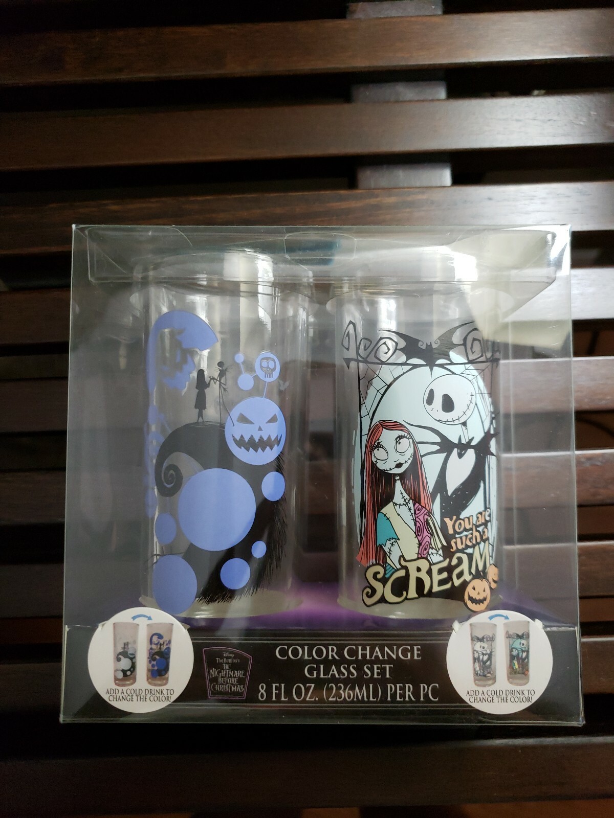 New Disney The Nightmare Before Christmas Color Changing Glass Cup Set ...