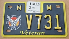 NEW MEXICO ARMED FORCES VETERAN MOTORCYCLE  LICENSE PLATE   V731     EXP. MAY 12