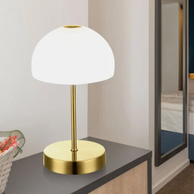 LED Touch Lese Lampe Wohn Zimmer Glas opal Messing Schreib Nacht Tisch Leuchte - Bild 1 von 4