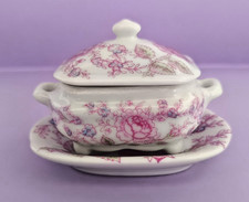 Zuppiera miniatura Porcelain Art porcellana bianca con coperchio e piatto
