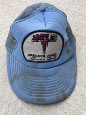 VTG Thrashed Dresser Rand Compression Trucker Hat Snapback Gray Distressed