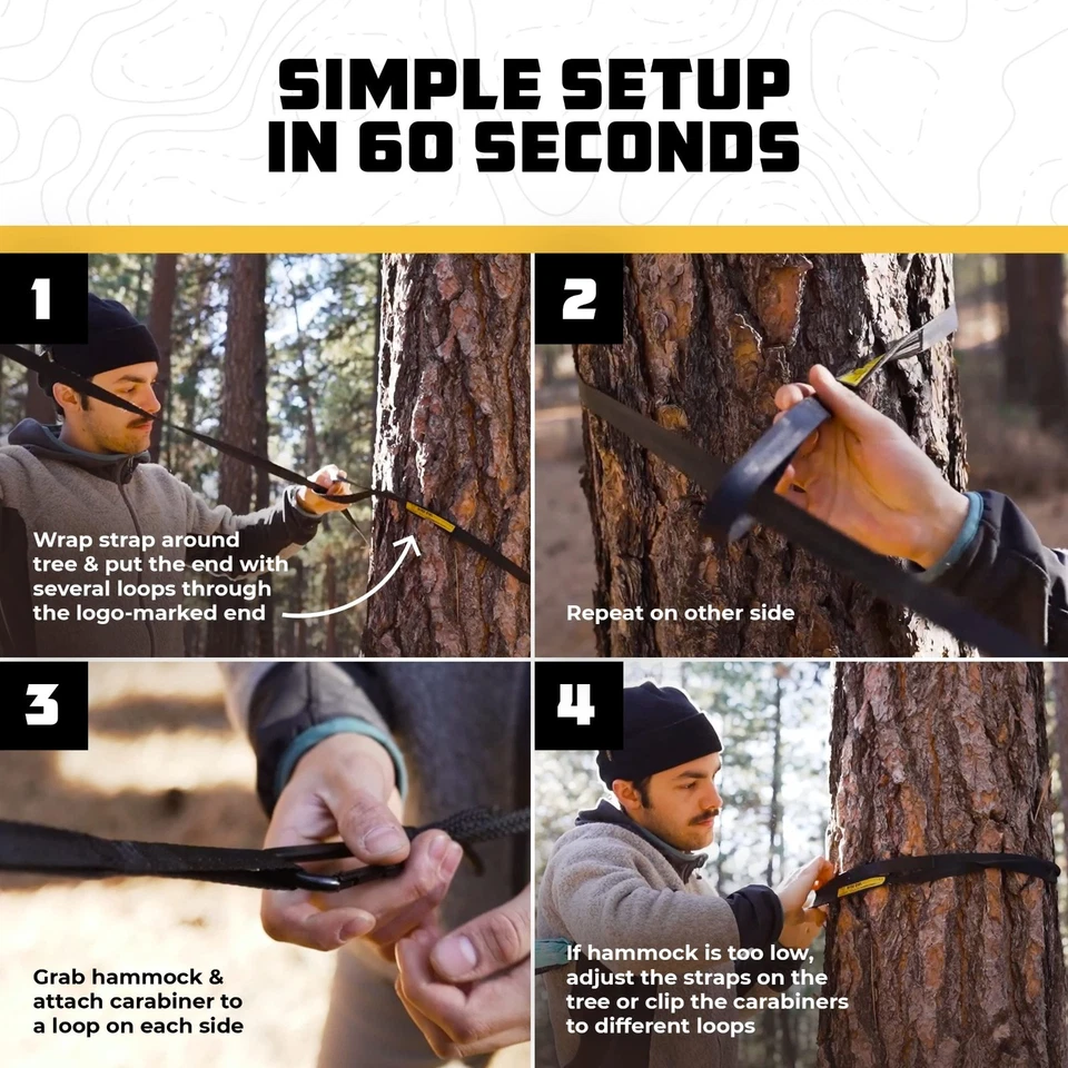 Wise Owl Outfitters Double Camping Hammock Black/Gray WOL-SPO-DBLHMK-BLKGRY - Image 3 of 4