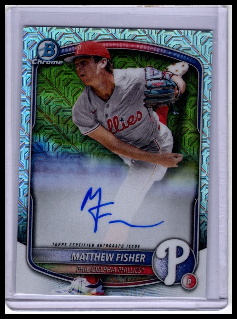 2025 Bowman Draft #BMA-MF Matthew Fisher Chrome Prospect Auto Mojo Refractor