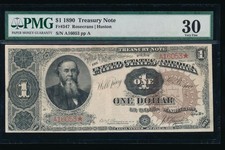 AC Fr 347 1890 $1 Treasury Note ORNATE BACK PMG 30