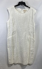 Michael Michael Kors Women's White Squiggle Embroidered Shift Dress Sz 16 NWT