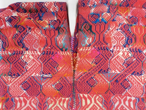 Vintage RED Guatemalan Huipil Tunic Top Poncho Shirt Embroidered Birds Purple - Picture 23 of 24