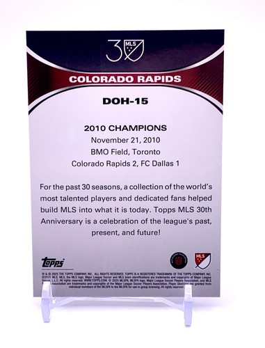 COLORADO RAPIDS 2025 Topps MLS 30th Anniversary DOH-15 Silver FOIL /75 2010 - Picture 2 of 2