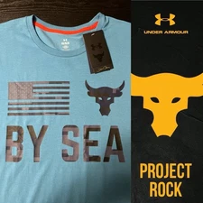 Under Armour Project Rock Veterans By Sea Men Long Sleeve Blue Flag,Choose size.