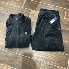 Fila Velour Suit Jacket  Pants Dark Grey Size 3XL New
