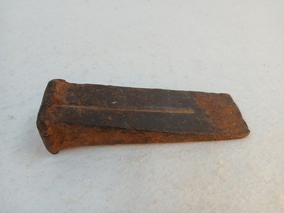 Vintage log splitting or tree felling steel wedge, 3 pounds