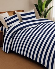 Blue White Striped Duvet Cover Bedding Set With Fitted Sheet Pillow Cases