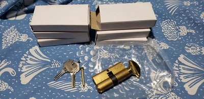 6 KA MARKS #2621 Polished Brass US3 Euro Profile Single Cylinder Locks NOS
