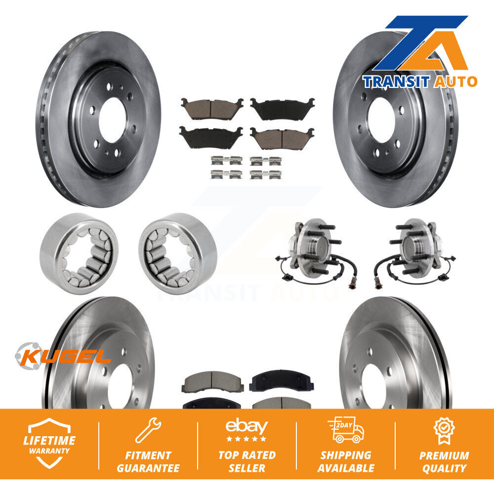 Front Rear Hub Bearing Brake Rotor & Pad Shoe Kit (10Pc) For 2018 Ford F-150 RWD