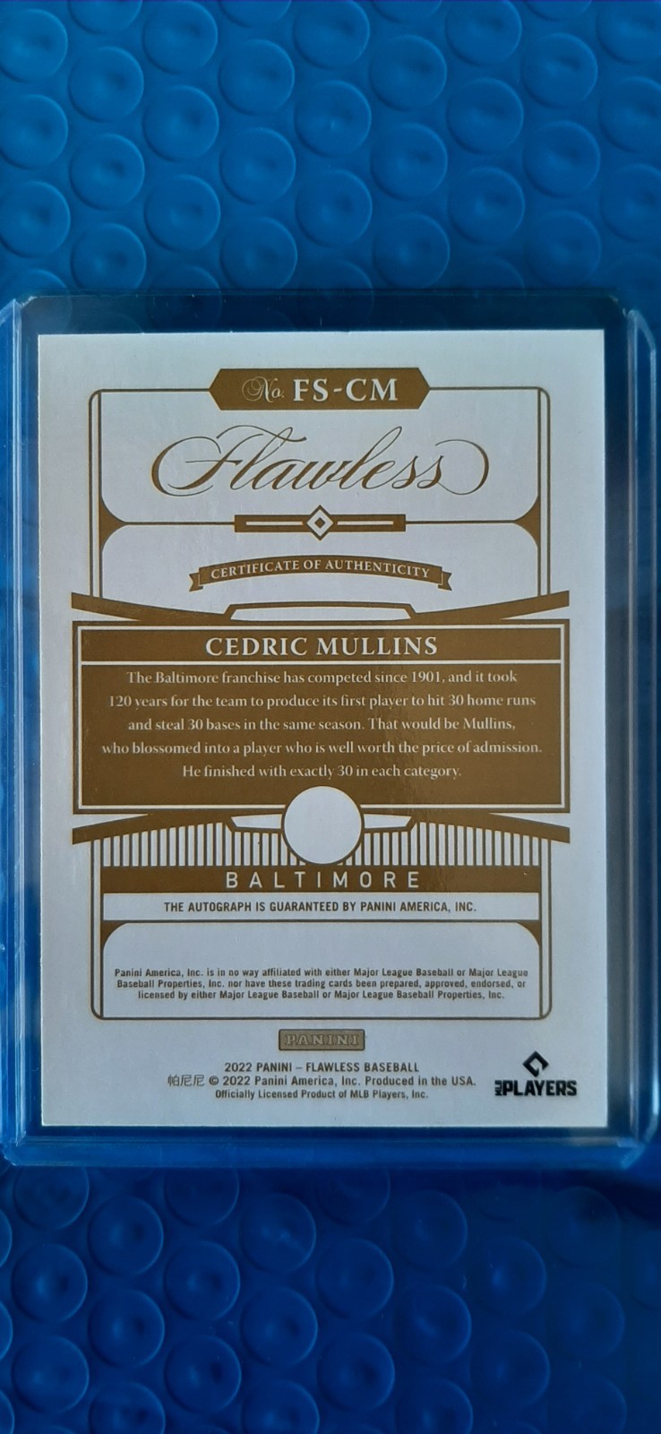 2022 Cedric Mullins #FS-CM Flawless Auto Sapphire Blue /15 Tampa Bay Devil Rays view 6