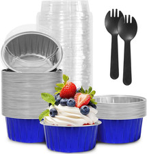 4 luglio 50 pezzi mini tazze da forno per cupcake in lamina di alluminio, 5 oz mini teglie disp