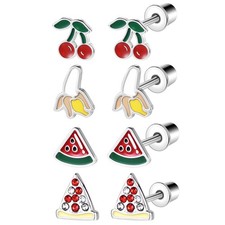 4 Pairs Hypoallergenic Screw Back Earrings for Women Surgical Steel Style 1