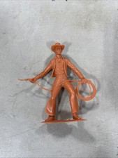 Louis Marx  Co. Cowboy With Lasso Plastic Figure 5.75" ORANGE VINTAGE 1964 B55