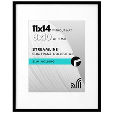 Americanflat 11x14 Picture Frame in Black - Thin Border Frame Displays 8x10 With