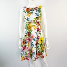 Eliza J Floral A-Line Mini Dress Size 8 Sleeveless Classic Garden Party Summer