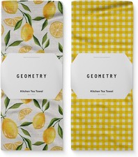 GEOMETRY Spring Kitchen Towels 2-Pack Lemonade Lines Microfiber 18" x 30" Quick