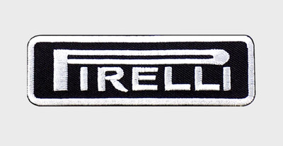 PIRELLI EMBROIDERED PATCH IRON/SEW ON 3-5/8'' x 1-1/8'' TIRES FORMULA 1 RALLY WRC