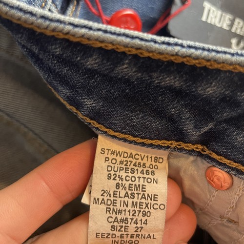 True Religion Women’s Blue Cigarette Frey Hem Denim Jeans Size W27 NWT - Picture 7 of 9