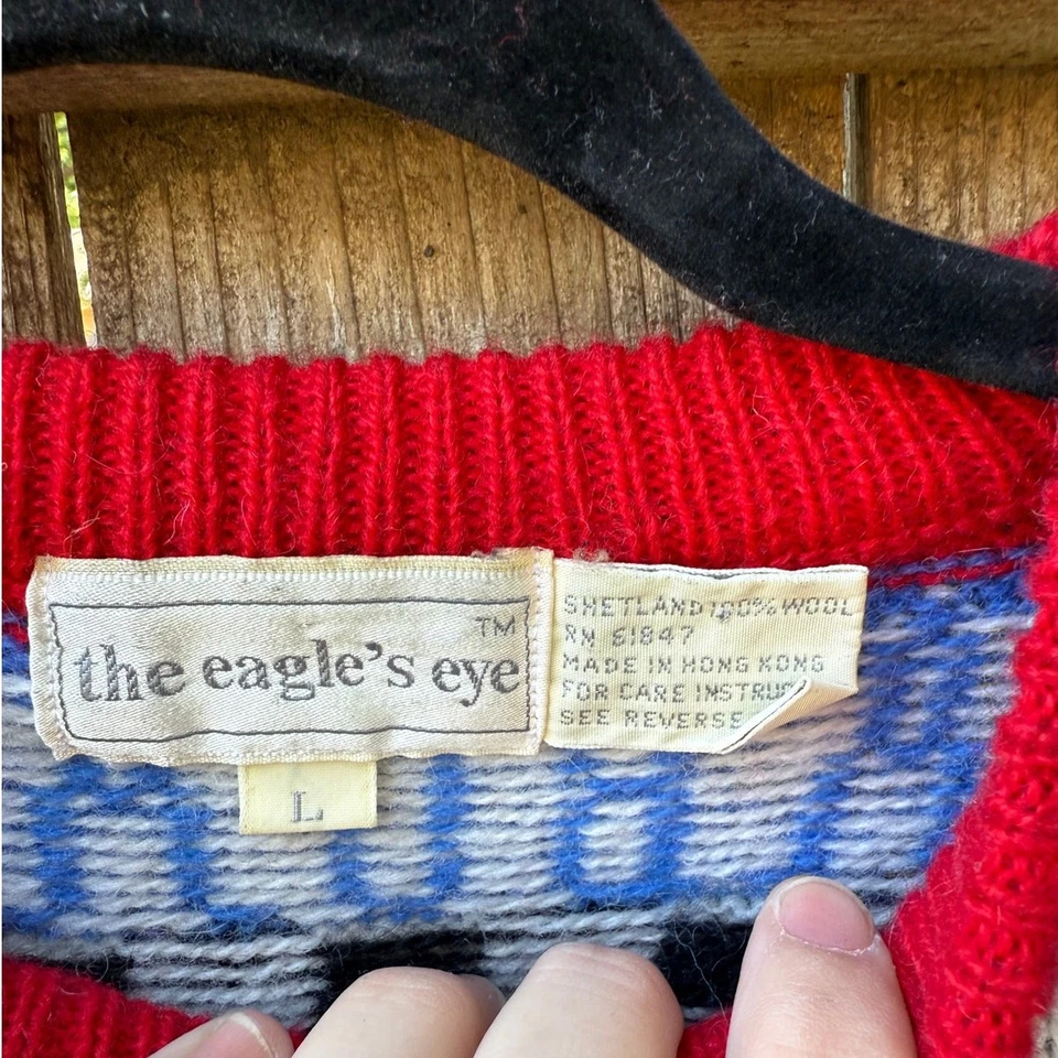 SUÉTER de lana Shetland ojo de águila de colección perro escocés abc árboles corazones paquetes Foto 3 de 4