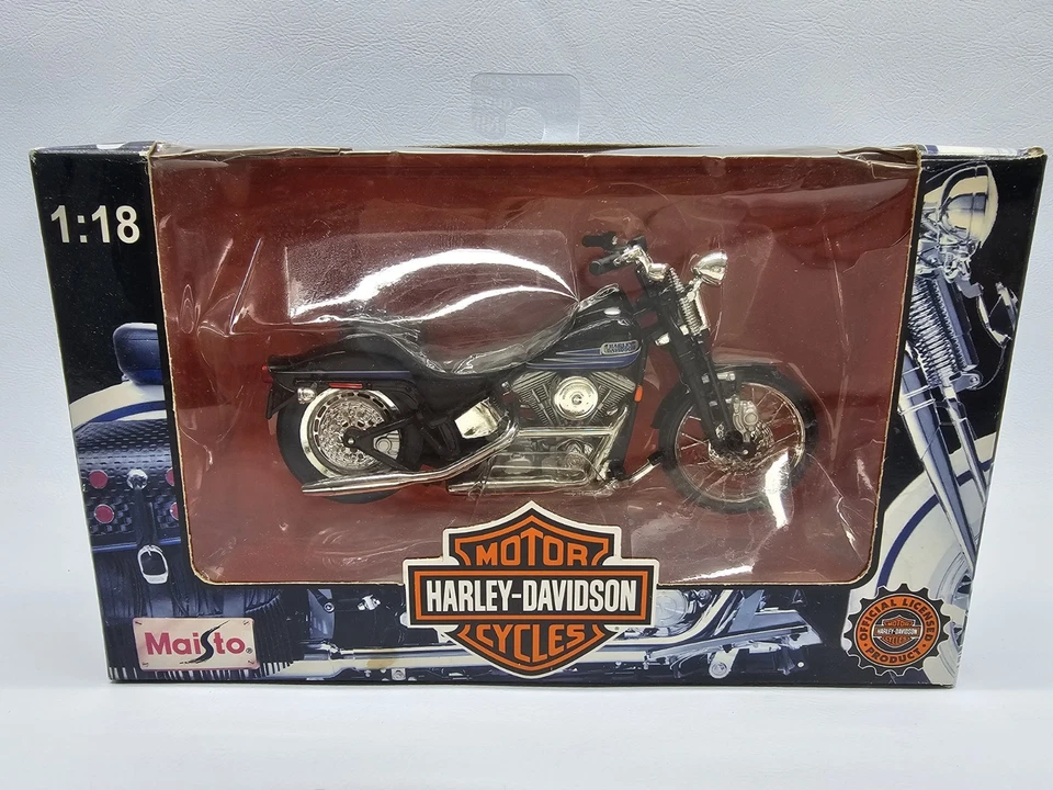 Harley Davidson FXSTSB Bad Boy Maisto 1/18 Diecast Motorcycle Series 1997 Negro Foto 2 de 4