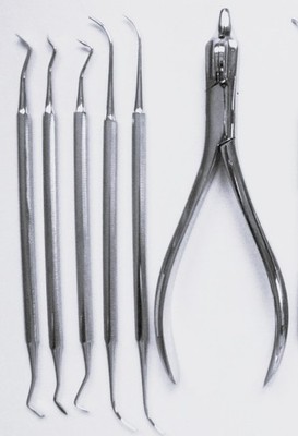 6 Teilen, PKT, Instrumente,Zahnlabor.FIG.1+2+3+4+5+Universal Kramponzange