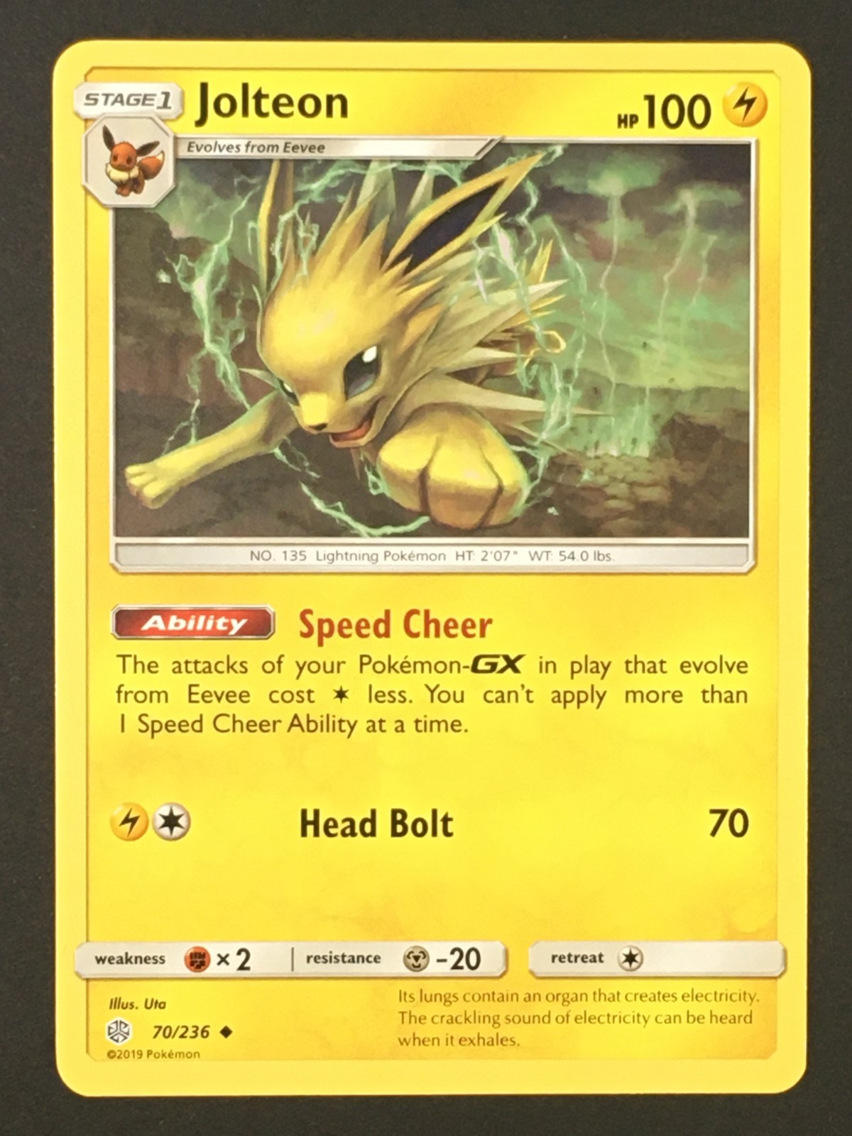 Pokemon TCG Jolteon 70/236 Sm Cosmic Eclipse Regular Uncommon LP