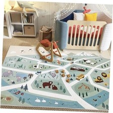Kids Play Mat Zoo Animal Car Road Rug 6Ft Large Playroom Classroom Rug