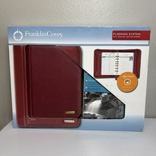 Franklin Covey Red Leather Zip Closure Red Binder Planner Stationary 2008