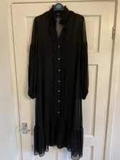 River Island Black Dress Size 8 Midi Chiffon With Slip