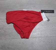 La Blanca Island Goddess Overlap Red Bikini Bottoms LB1IG97 Size 4