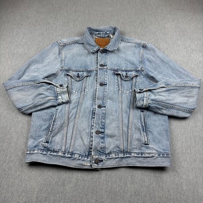 Levis Denim Trucker Jacket Men Large Blue Premium Big E Western Vintage Fit