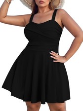 Women Plus Size Tankini Swimsuit Piece Flowy Swimdress Bathing Suits with Sho...