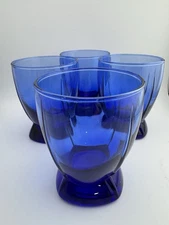 Anchor Hocking Cobalt Blue Berkeley 8 Oz Square Base SET OF 4 EUC HTF