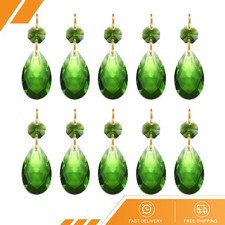 10 x Teardrop Crystal Chandelier 60mm Length Prisms Part Green