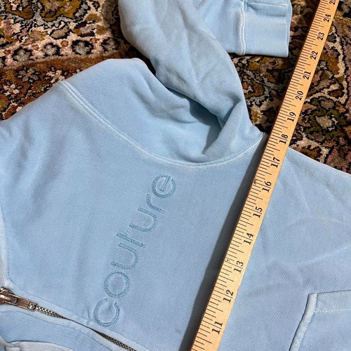 Felpa con cappuccio e zip piccola Y2K blu Bella Couture - Foto 4 di 5