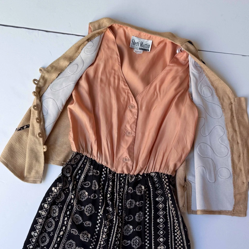 De Colección Sheri Martin Chaleco Mono S Lino Rayón Boho Western Indie Artístico Avantgarde Foto 4 de 4