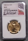 BU 1986 $25 GOLD American Eagle. NGC MS69.  DON EVERHARD Signed. 1/2 troy oz..