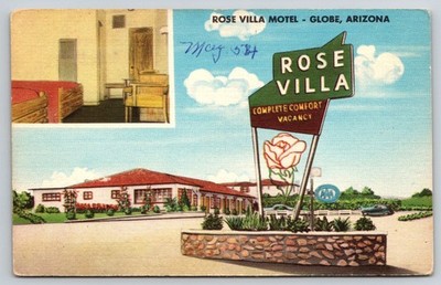 Rose Villa Motel, Globe, Arizona 1950s Postcard