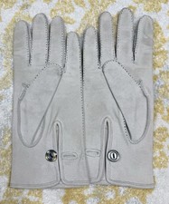 Vintage Genuine Suede Leather Gloves Women Sz M Grey Made In England Unlined