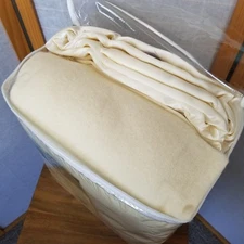 Vintage Linens N Things Acrylic Blanket: Satin Trim, Ivory Twin (NOS) USA Made