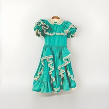 Lilo Cali. Girl  s Dress/gown Sz 12 Light Turquois W/ Lace Circle Skirt Tiered